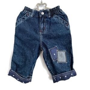 NWT Gap Kids unisex patchwork jeans, 6-12 months, size Medium, 17-22 Pounds, 27-